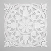 Hand-Carved Square Floral Wood Medallion – White (30”)